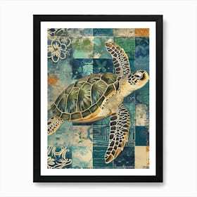 Sea Turtle Tile Collage 1 Art Print