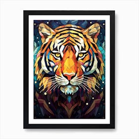 Tiger Art In Stained Glass Art Style 4 Art Print