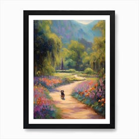 A Painting Of A Dog In Descanso Gardens, Usa In The Style Of Impressionism 04 Art Print