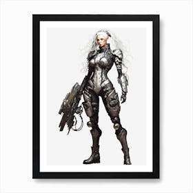 Cyberpunk woman Art Print