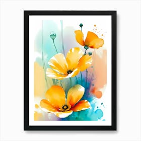 California Poppy Watercolor Painting Art Print