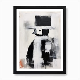 Abstract Gouache Portrait Of A Duck With A Hat On Art Print