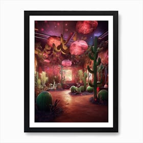 Cacti Room With Disco Balls 3 Art Print