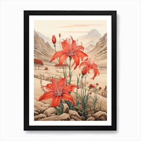 Chinese Spider Lily  Flower Victorian Style 0 Art Print
