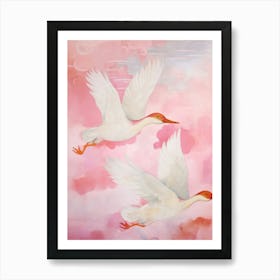 Pink Ethereal Bird Painting Duck 1 Art Print