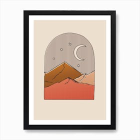 Moon Over Mountains Art Print