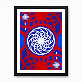 Geometric Abstract Glyph in White on Red and Blue Array n.0087 Art Print