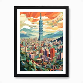 Taipei,Taiwan, Geometric Illustration 1 Art Print