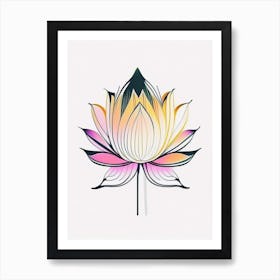 Lotus Flower, Buddhist Symbol Abstract Line Drawing 3 Art Print