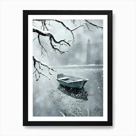 Boat In The Snow 2 Art Print