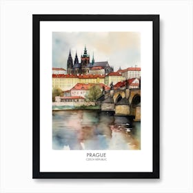 Prague Watercolour Travel Poster 2 Art Print