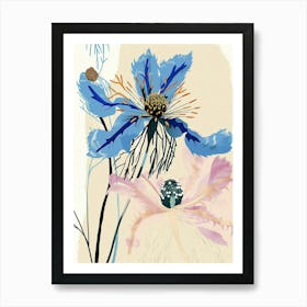 Colourful Flower Illustration Nigella Love In A Mist 3 Art Print