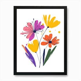 Flowers On White Background 1 Art Print