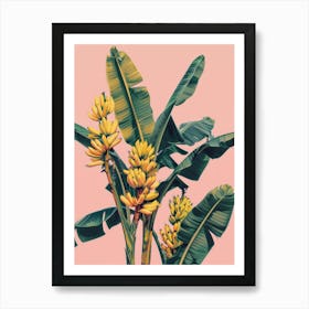 Bananas On Pink Background 1 Art Print