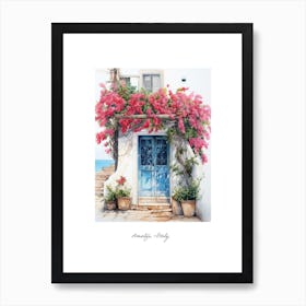 Amalfi, Italy   Mediterranean Doors Watercolour Painting 9 Poster Art Print