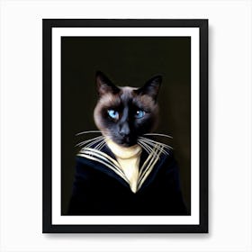 Dorus The Crosseyed Siamese Sailor Pet Portraits Art Print