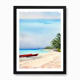 West Bay Beach, Honduras Watercolour Art Print