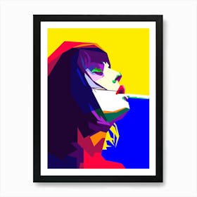 Girl Smoking Pop Art WPAP Style Illustration Art Print