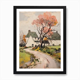 Small Cottage Countryside Farmhouse Painting With Trees 4 Art Print