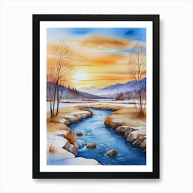 Sunset In The Mountains Art Print