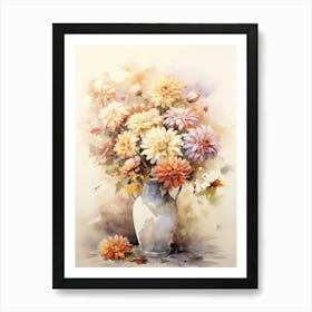 Elegant Bouquet: Chrysanthemum Vase Wall Art Print Art Print