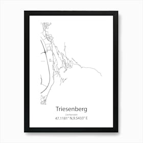 Triesenberg,Liechtenstein Minimalist Map Art Print