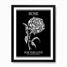 Black And White Rose Line Drawing 6 Poster Inverted Art Print