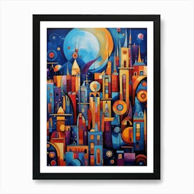 City Futuristic 02 - Abstract Vibrant Cubism Style Art Print