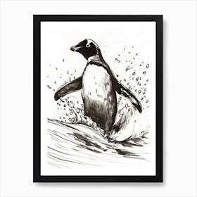 Emperor Penguin Surfing Waves 3 Art Print