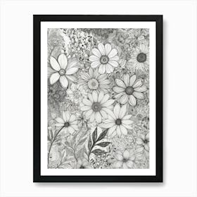 Black And White Flowers 6 Art Print