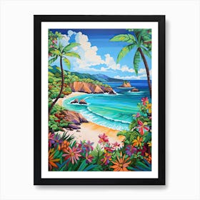 Trunk Bay Beach, Us Virgin Islands, Matisse And Rousseau Style 4 Art Print