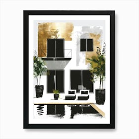 Black And White House Canvas Print 1 Art Print