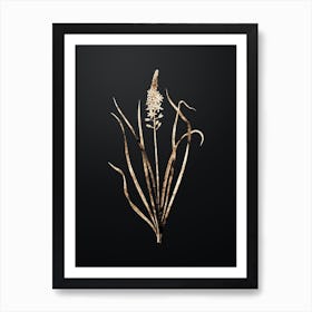 Gold Botanical Wild Asparagus on Wrought Iron Black n.4087 Art Print