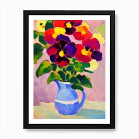 Pansy Floral Abstract Block Colour 1 1 Flower Art Print