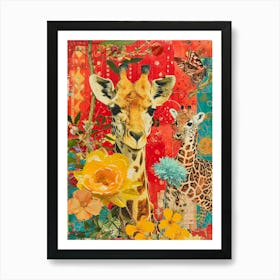 Abstract Kitsch Safari Animal Collage 2 Art Print