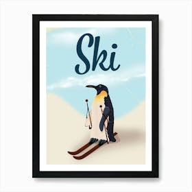 Ski Penguin Art Print