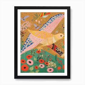 Maximalist Bird Painting Gold Finch 3 Art Print