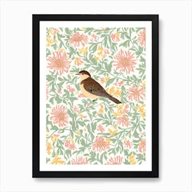 Dipper 2 William Morris Style Bird Art Print