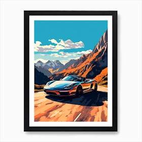A Porsche Carrera Gt In The Route Des Grandes Alpes Illustration 3 Art Print