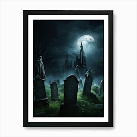 Graveyard At Night 18 Art Print