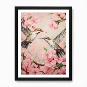 Vintage Japanese Inspired Bird Print Hummingbird 5 Art Print