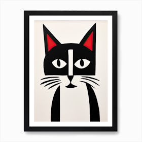 Artful Meowmetry: Cubist Minimalism with a Feline Flair Art Print
