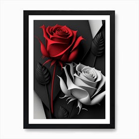 Black And White Roses Art Print