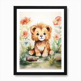 Crafting Watercolour Lion Art Painting 1 Art Print