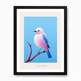 Minimalist Eastern Bluebird 3 Bird Poster Art Print