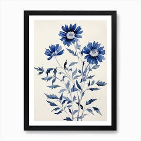 Blue Botanical Asters 5 Art Print