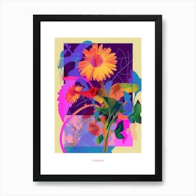 Calendula 4 Neon Flower Collage Poster Art Print