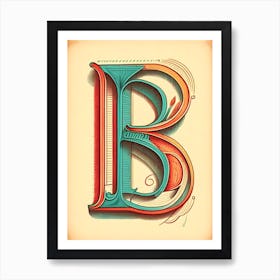 B, Letter, Alphabet Vintage Sketch 3 Art Print