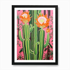 Mexican Style Cactus Illustration Chamaecereus Silvestrii Cactus 3 Art Print