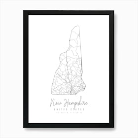 New Hampshire Minimal Street Map Art Print